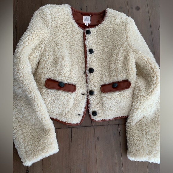 Cinq à Sept Naia Faux Shearling Jacket Ivory Mahogany - Picture 5 of 8